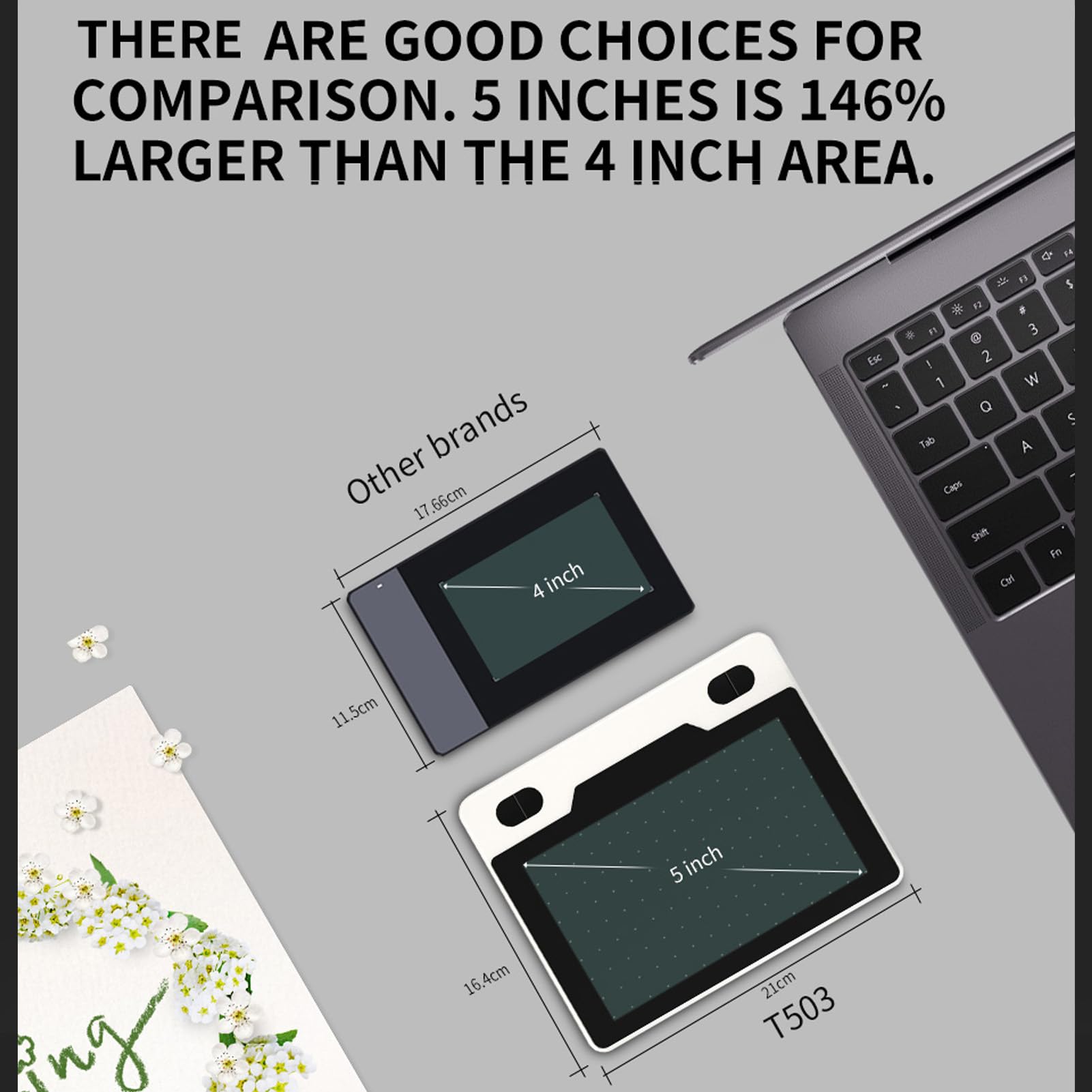 Tableta Gráfica de Dibujo con 8192 Niveles de Presión, 233PPS y 5080LPI, Teclas Personalizables, Arte Digital para Enseñar, Trabajar