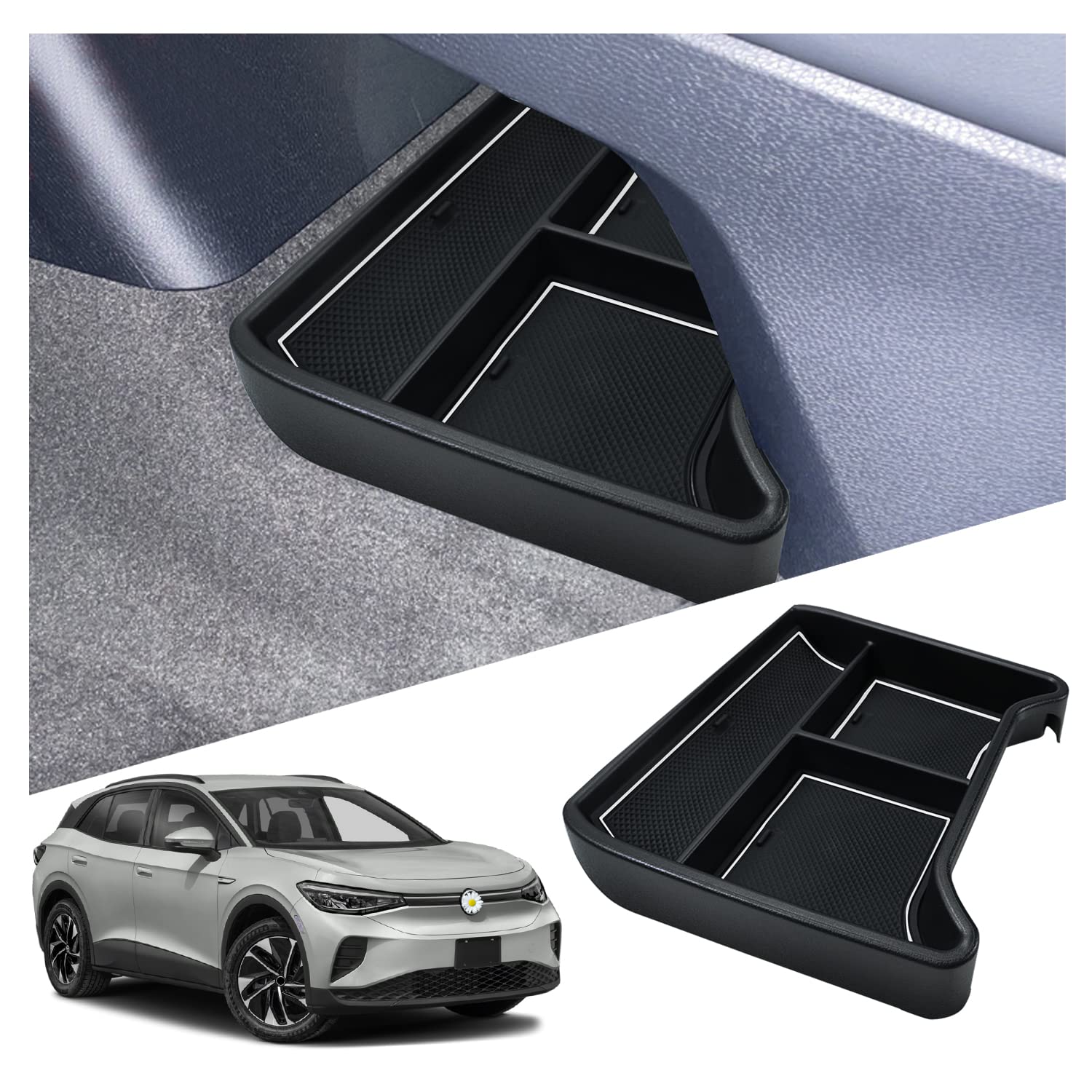 Mittelkonsole Aufbewahrungsbox Für VW ID.4 (2021-2024) - Organizer Mit Anti-Rutsch-Matte
