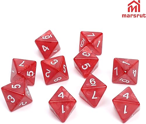 Miniatura 9 de Juego de 10 dados de 8 caras, D8 surtidos poliédricos con números para juegos de mesa DND RPG MTG, actividades en el aula, fiesta, mesa, juegos,