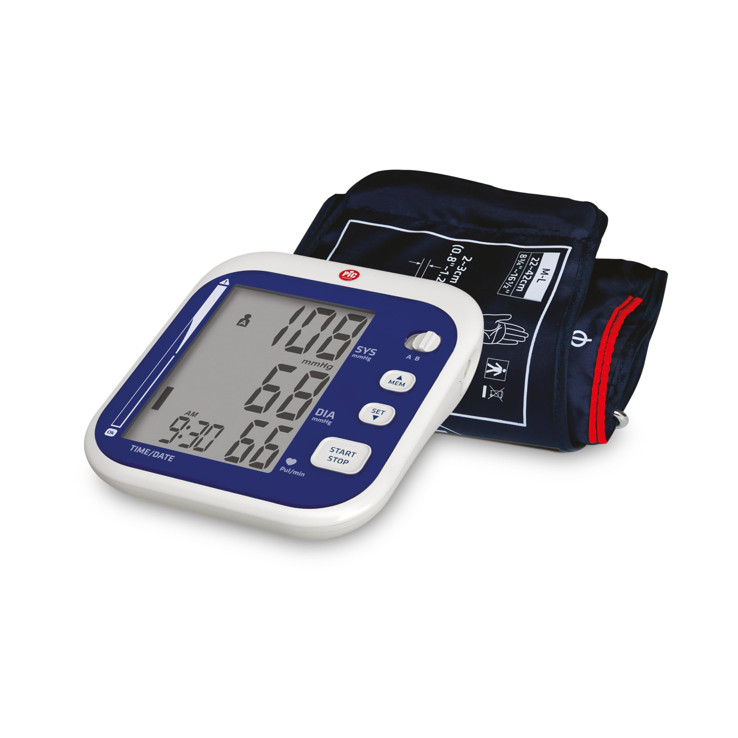Pic Solution - maxiRAPID Tensiómetro Digital de Brazo - Dispositivo para medir la presión arterial y el Monitoreo Doméstico de la Hipertensión con pantalla Extra-Grande