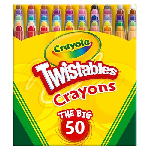 Crayola Mini Twistables Crayons for Kids (50ct) Stocking Stuffers & Holiday Gifts, No Peel Toddler Crayons for Coloring Books, Arts & Crafts Supplies, 3+