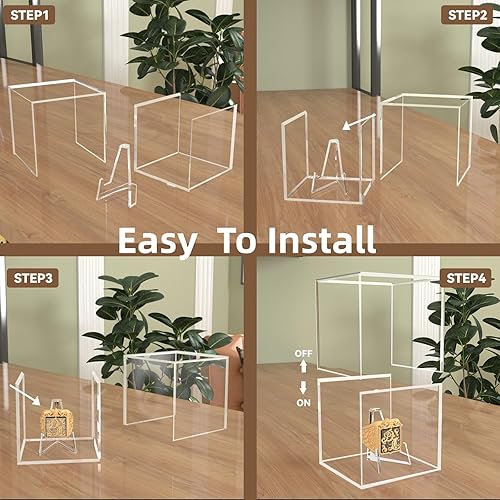 Miniatura 5 de Paquete de 2 vitrinas de anillo de campeonato, estuche de exhibición de anillo de béisbol transparente de acrílico, caja cuadrada para anillos de