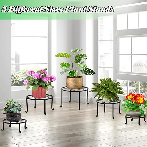 Miniatura 9 de Paquete de 3 soportes de metal para plantas al aire libre en interiores, soportes de hierro inoxidable para macetas al aire libre, soporte