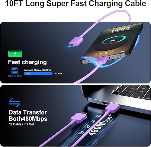 Miniatura 5 de Cargador súper rápido tipo C, cargador de pared USB C de 25 W de carga rápida para Samsung Galaxy S25 Ultra/S25/S25+/S24+/S24 Ultra/S24/S24+/S23