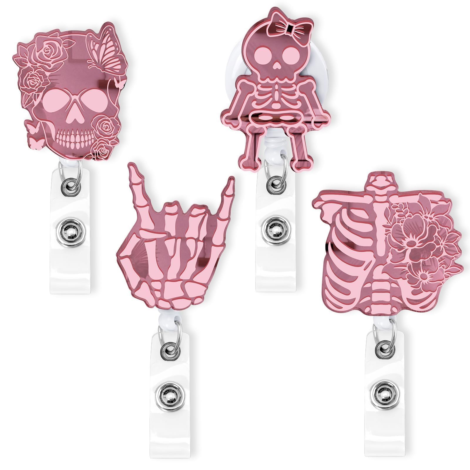 6 Pack Glitter Retractable Badge Reels - 24 Inch Cord, 360° Rotating Clip, ID Card Holders (6 Colors) - View #9