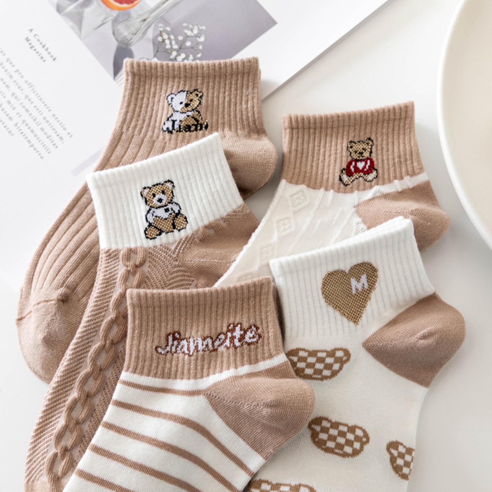 SoxLife Women’s Ankle Length Breathable & Odor-Free Socks (IN, Alpha, Free Size, Brown Bear) - Image 6 thumbnail