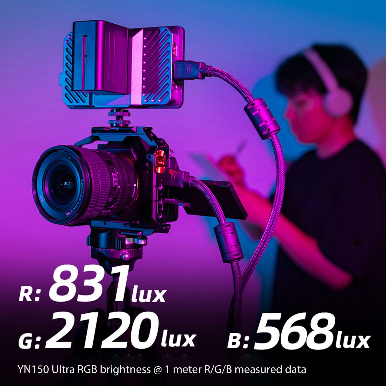 Sxhlseller Wideo LED o Mocy 150 W z kontrolą Aplikacji, Przenośne Oświetlenie Ciągłe, 6680 Luksów 2000–10 000 K, Przenośne Oświetlenie do Fotografii, Studyjne Wideo, Wbudowane 31 Efektów (wtyczka UE)