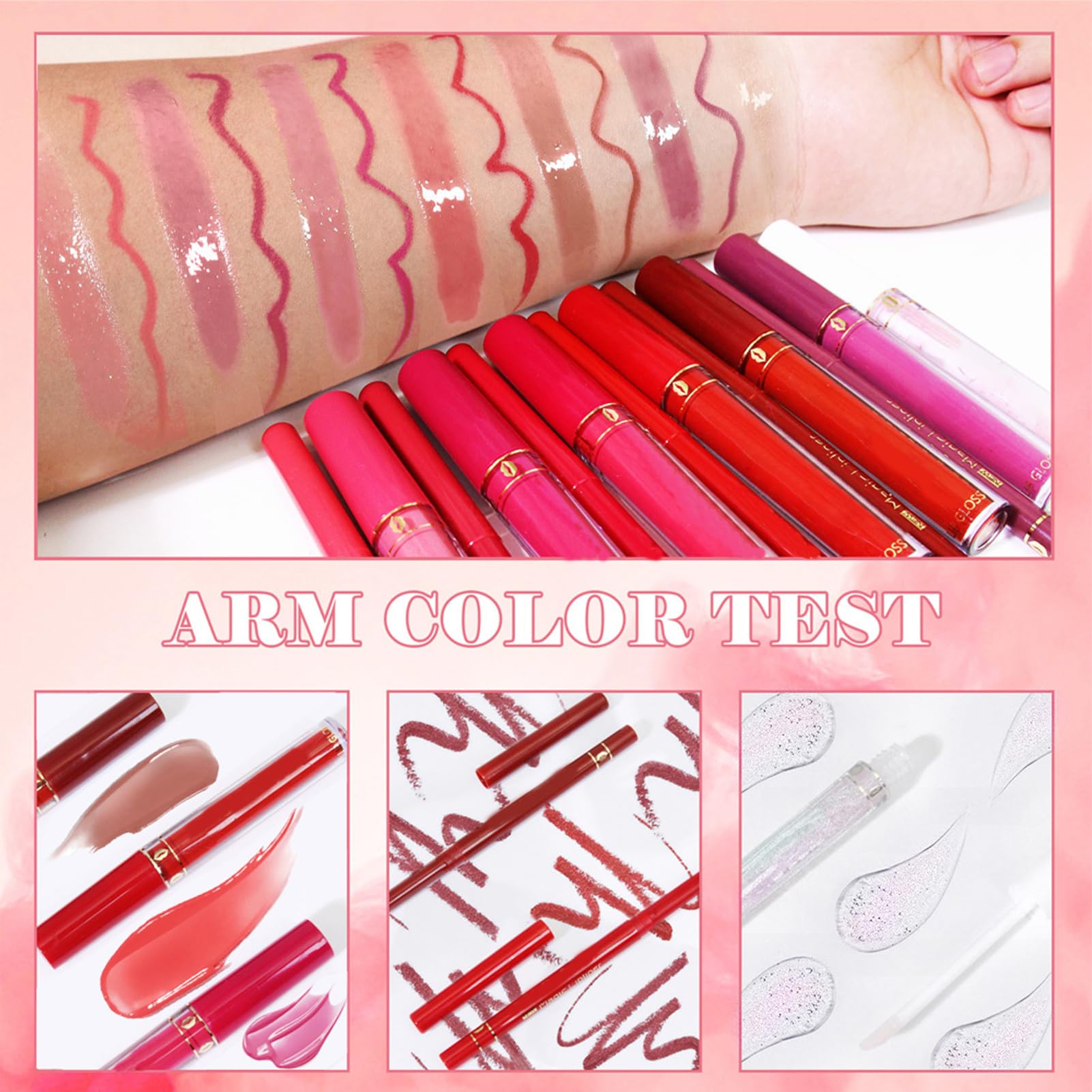 Set Labbra e Rossetto Trucco Waterproof a Lunga Durata | Rossetto e a Lunga Durata Per Uso Quotidiano Feste Compleanni Ragazze Mogli Principianti