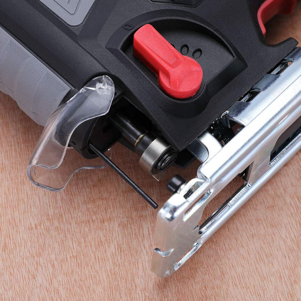 Bakaji Seghetto Elettrico Alternativo Pendolare 600W Velocità Regolabile 800-3000rpm con Inclinazione Lama in 3 Posizioni Lama 10cm Guida Righello e Adattatore Aspiratore Inclusi