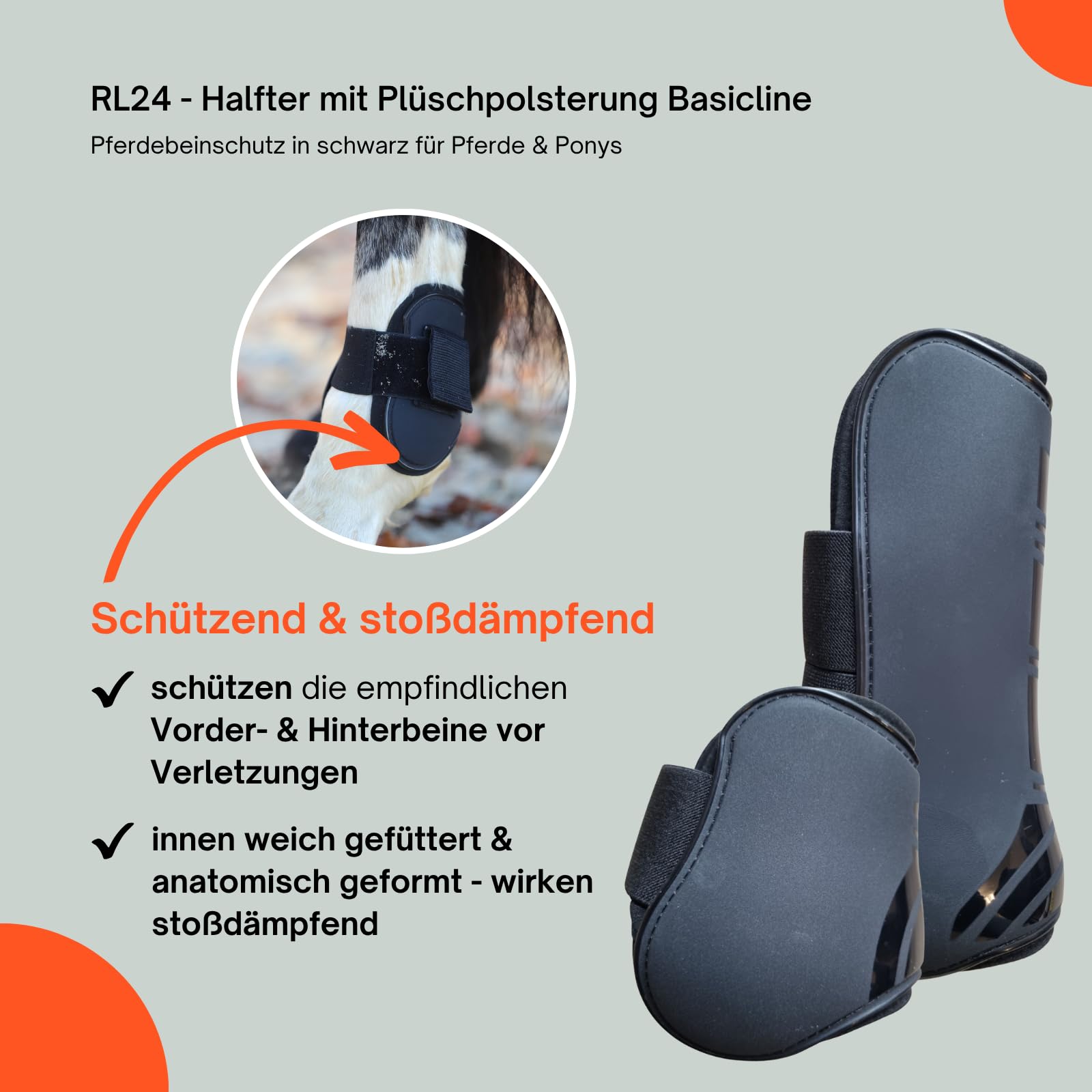 RL24 - Gamaschen & Streichkappen (4er Set) – Pferdebeinschutz mit Klettverschluss – gefüttert, anatomisch geformt & stoßabsorbierend – Pony & Pferde Zubehör – vielen Farben & Größen