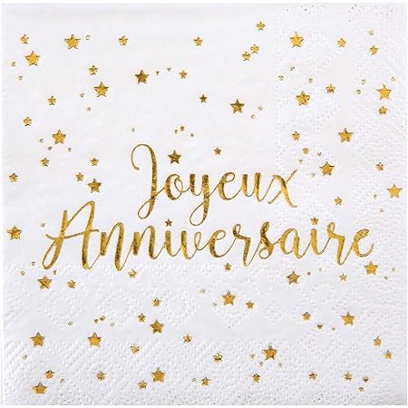 Izoel 50pcs Serviettes Joyeux Anniversaire Or Papier Tissu Vaisselle Jetable Blanc 33 33cm 3 Plis Pour Fille Anniversaire Deco De Table Mariage Diner Dejeuner Fete Mariee Baby Shower Amazon Fr Cuisine Et Maison