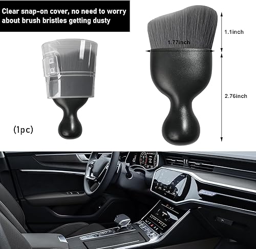 Miniatura 2 de Cepillo de detalles para automóvil, cerdas suaves curvas, colectores de polvo de eliminación automática, tablero universal del vehículo, rejillas de
