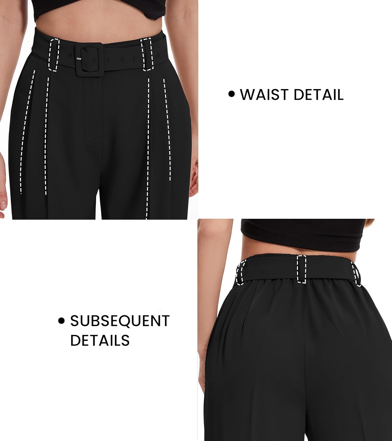 FUNYYZO Women Dress Office Pant High Waist Wide Leg Slacks Business Work Casual Long Belted Trousers 2026 - Image 3