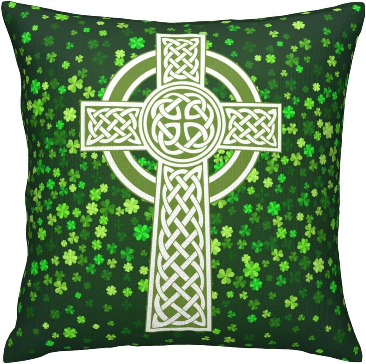 Loujin Celtic Cross St Patrick's Day Throw Pillow Covers 18X18 Inches Pillow Cases Square Cushion Case Invisible Zipper Pillowcases