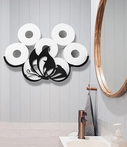 Miniatura 4 de Divertido soporte de pared con diseño de mariposa, almacenamiento de papel higiénico de animales de metal, soporte decorativo de papel higiénico