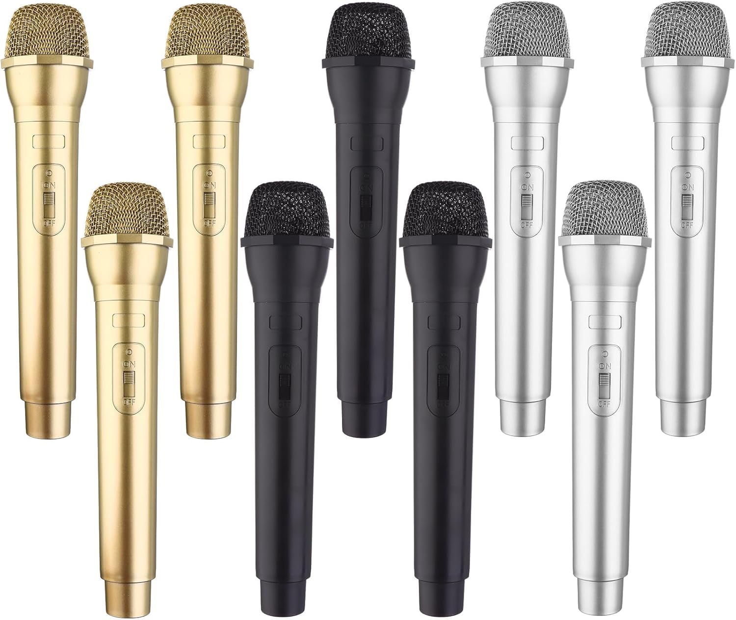 9 Pack Microphone Prop Play Plastic Toy Fake Microphone Simulate Speech Practice Fake Mic for Christmas Karaoke Fun Stage Costume Prop Birthday Party, 3 Color