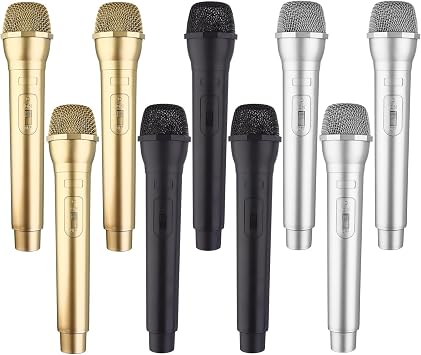 3 Pack Microphone Prop Play Plastic Toy Fake Microphone Simulate Speech Practice Fake Mic for Christmas Karaoke Fun Stage Costume Prop Birthday Party, 3 Color
