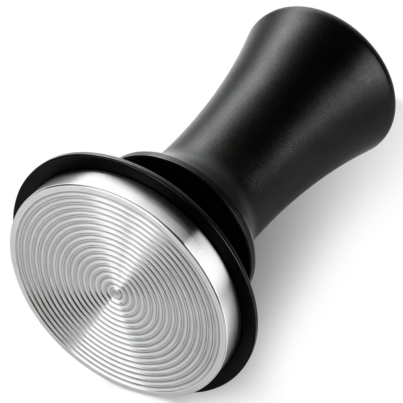 AHAQU Coffee Tamper, 53mm Calibrated Spring Loaded Tamper, Constant Pressure 30lb, Espresso Tamper with Stainless Steel Ripple Base for Portafilter- Black