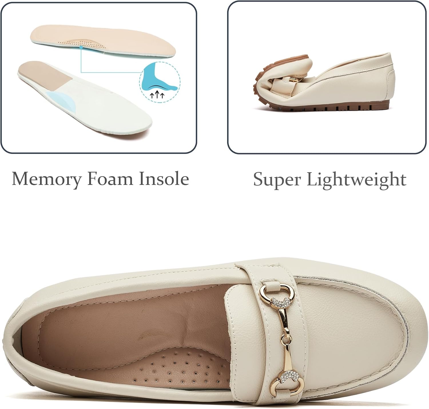 Women's Wide Loafers Casual Slip on Flat Shoes Women's Comfort Penny Loafers with Arch Support Women Dressy Moccasins - Image 6