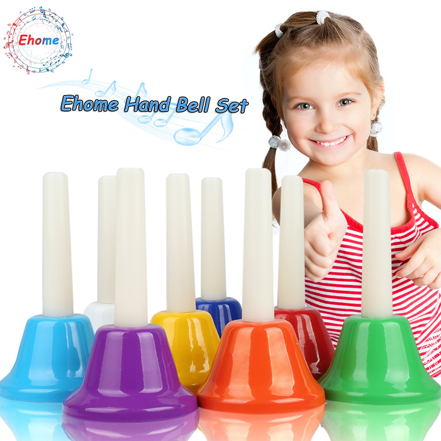 Ehome Handbells, 8 Note Hand Bells Set with Songbook, Early Learning