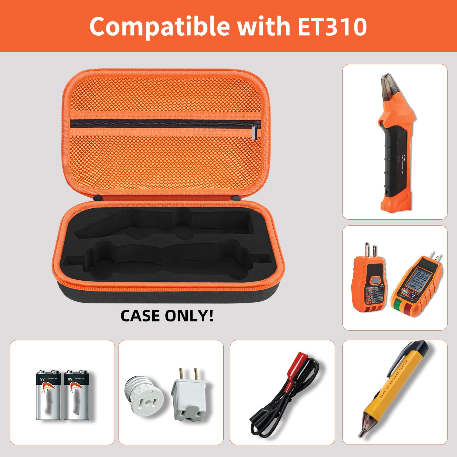 Hard Case for Klein Tools ET310 AC Circuit Breaker Finder Electric Tester & 80041 Outlet Repair Tool Kit & RT250 GFCI Outlet Tester and Accessories Electrical Tools Storage Organizer Bag (Case Only) thumbnail