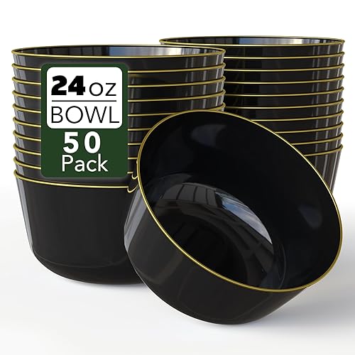 Trendables Plastic Bowls Disposable Bowls 24 Oz Bowl Set Of