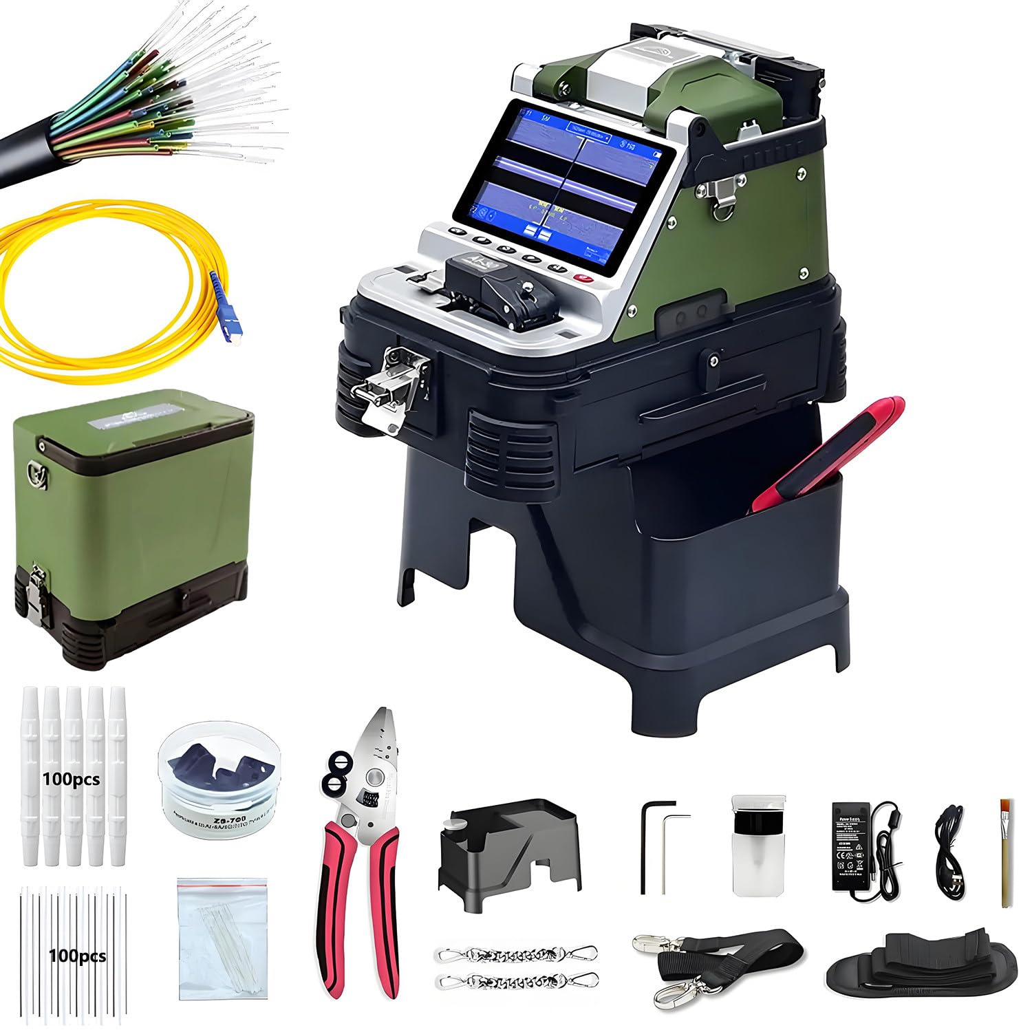 Soudeuse fibre optique FTTH fusion fibre optique machine avec coupe fibre intégré, alignement noyau 6 moteurs, soudure 6s outil pour installation et réparation fibre telecom terrain câble Al-30