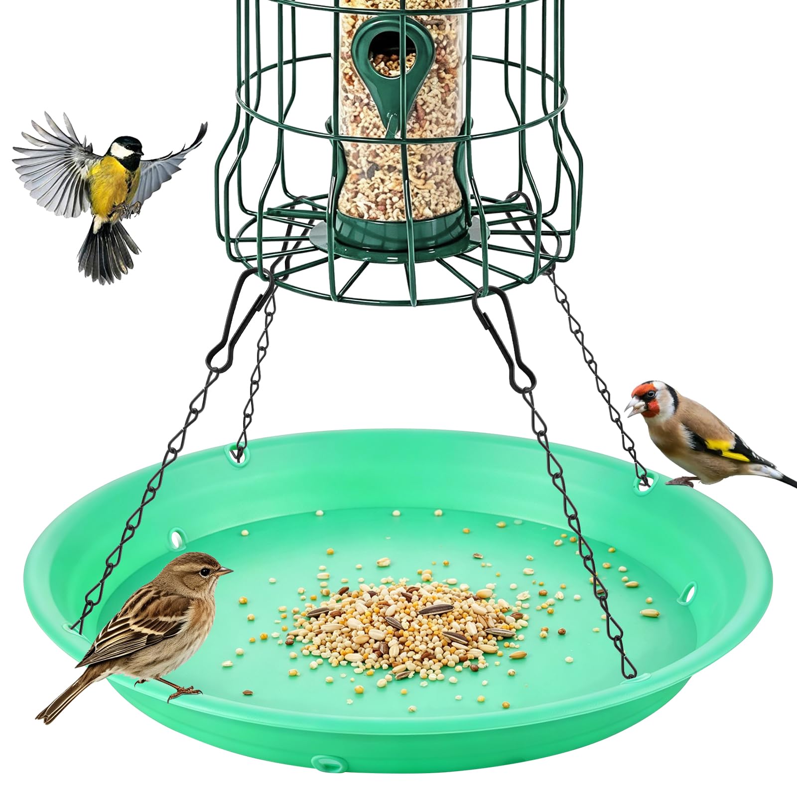 Bird Seed Catcher Tray, 32cm Bird Feeder Trays to Catch Seed, Green
