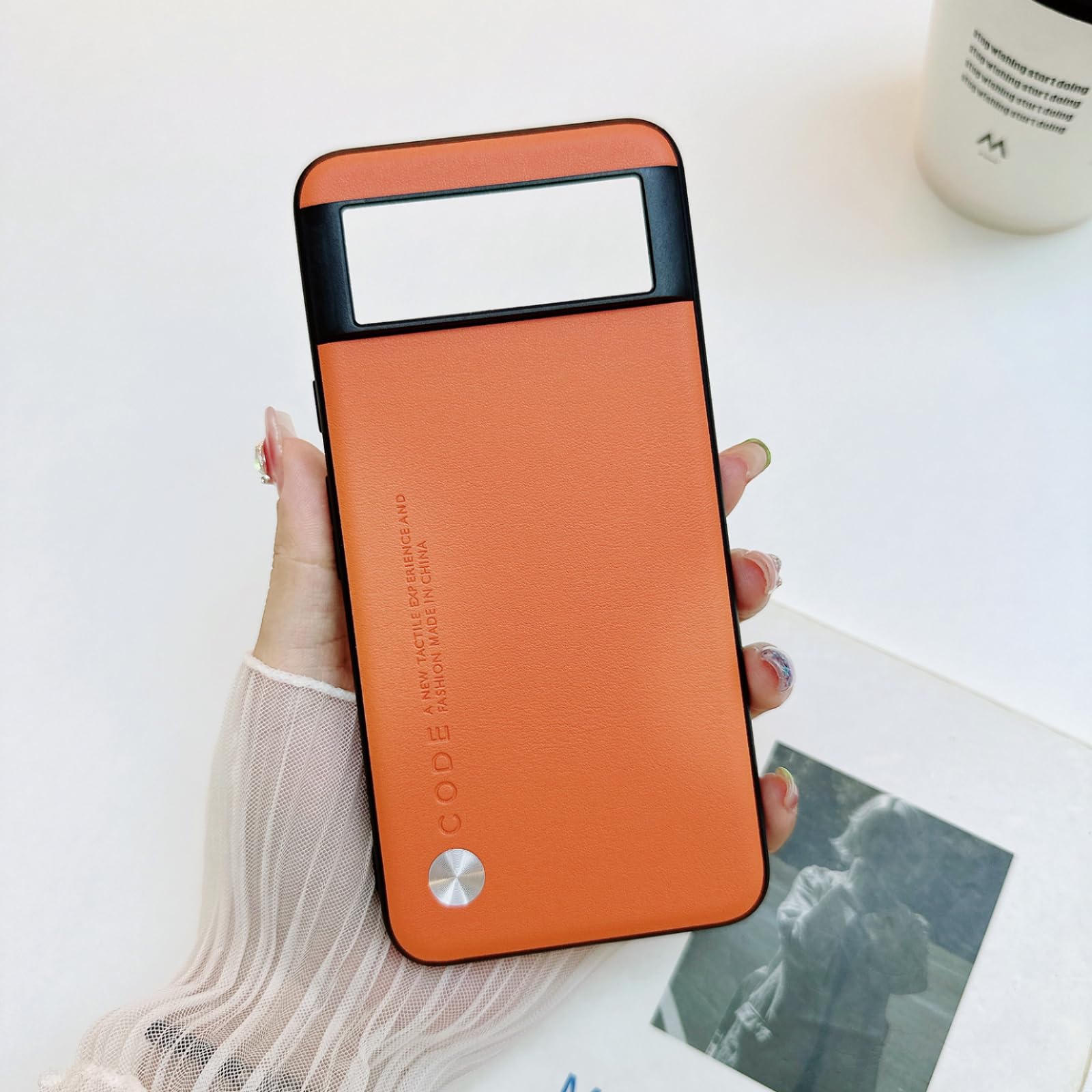 Compatibe for Google Pixel 8 Pro Case 5G (2023),Leather Phone Case,Protective TPU with Smooth Matte Finish and Full Body Protection Cover for Men Women,6.7 Inch, Danxia Orange