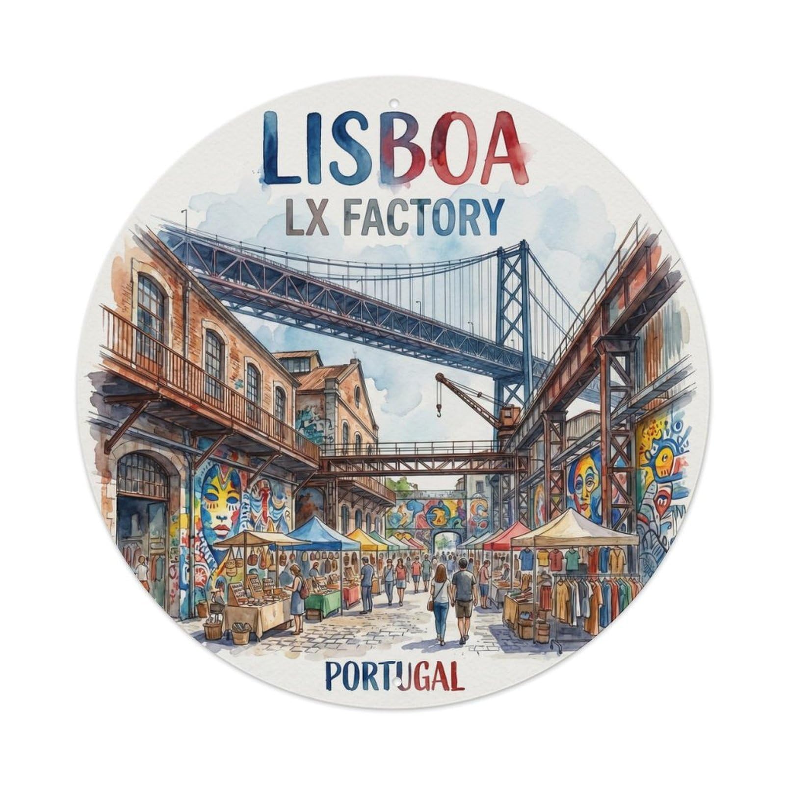 Olhnbad Style Portugal Lisboa Lx Factory Landmark Travel Heritage Metal Tin Sign