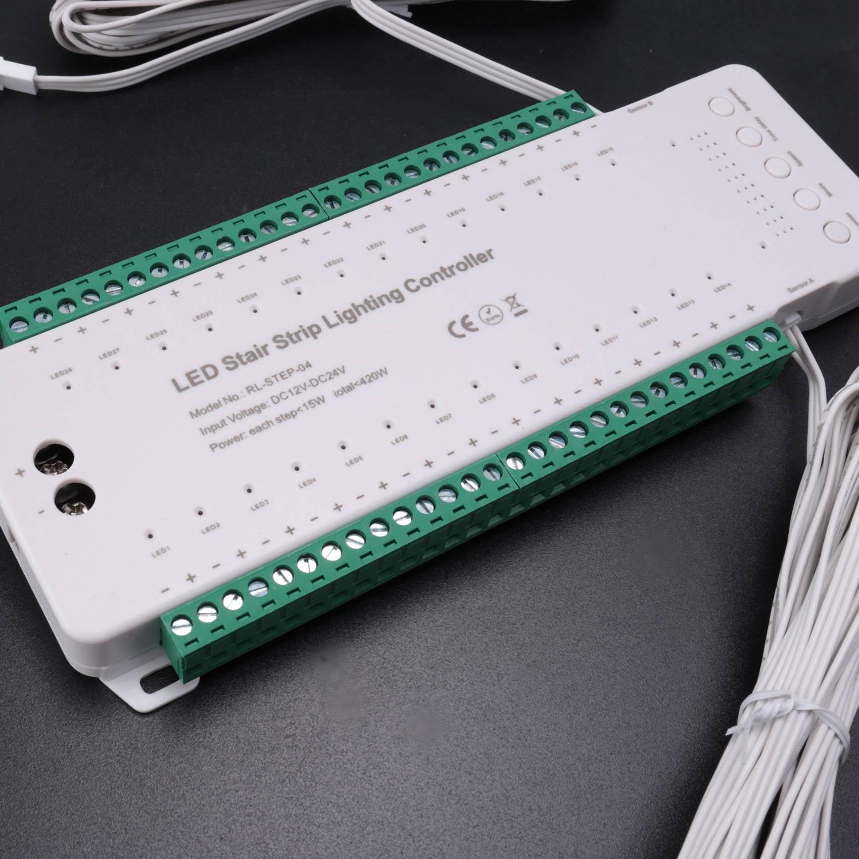 Anneth 28CH Stair Light Controller DC12V-DC24V Stair Step Light Controller LED Strip Dimmer
