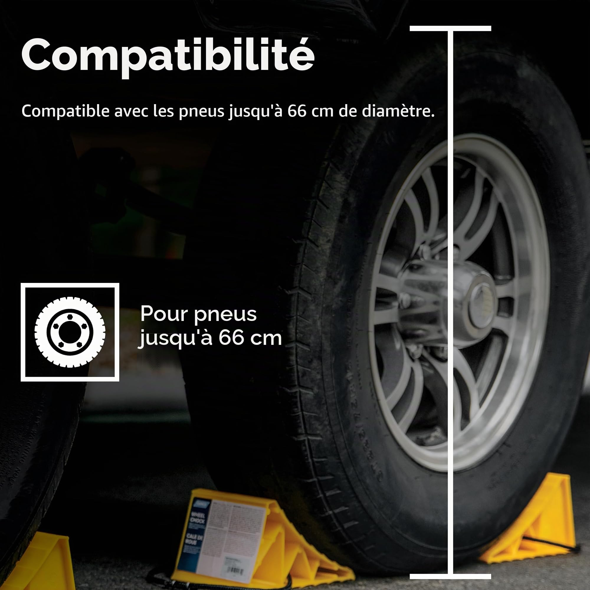 Camco 44471 Cale de Roue avec Corde, Lot de 2, Lot de 2, Lot de 2