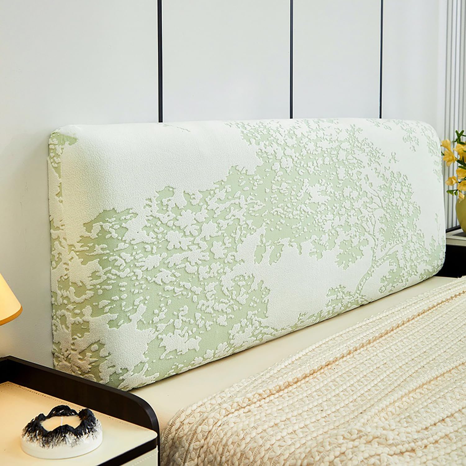 Funda de cabecero de cama verde de 200 cm para renovar el dormitorio con estilo elástico lavable