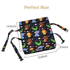 Toddler Booster Seat for Dining Table, Stronger Support Non-Slip Bottom Double Safe Straps Booster Seat Dining Toddler, Portable Travel Increasing Cushion (Black)