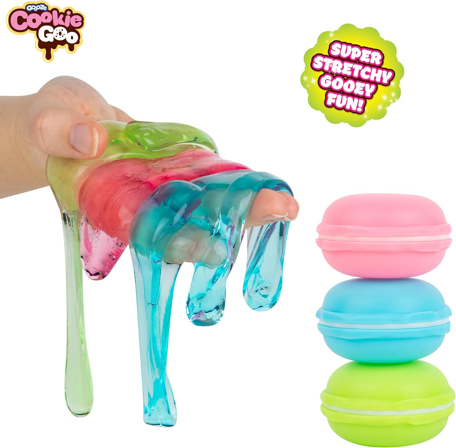 ORB Goooze Cookie Goo Slime Kit 2 Pack - 6 Total Macaron Shaped Containers with Cookie Slime - Sensory Squishy Jelly Slimes to Stretch, Squeeze for Adults and Kids - Colorful Fidget Slimes, Fun Gifts