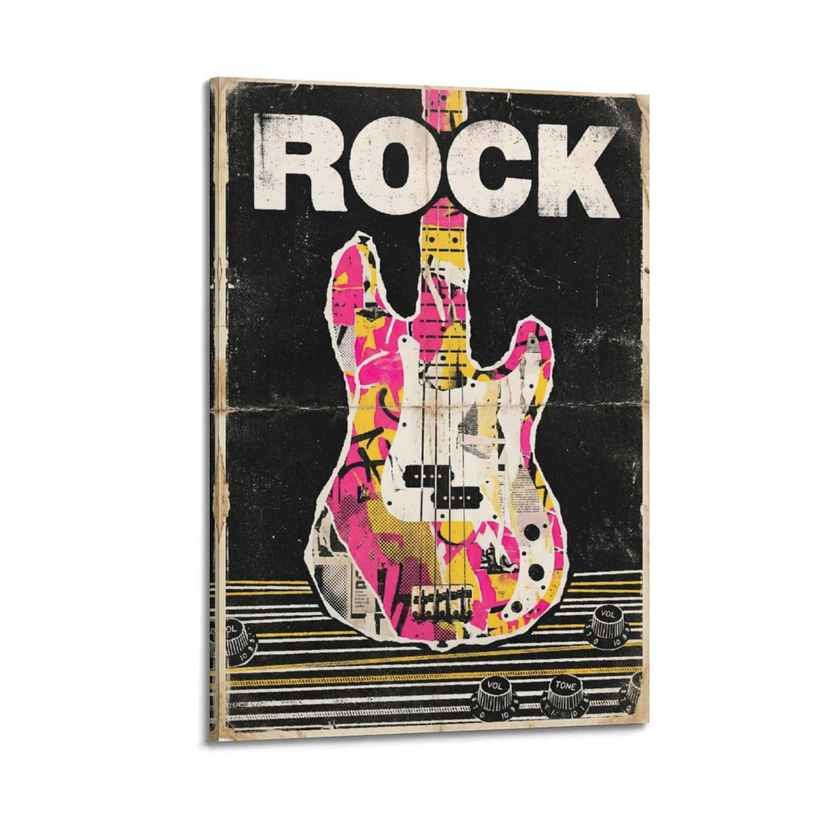 OKNGB Vintage Retro Pop Art Punk Rock Bass Guitar Poster Decorative Painting Canvas Art Picture 20x30inch(50x75cm)