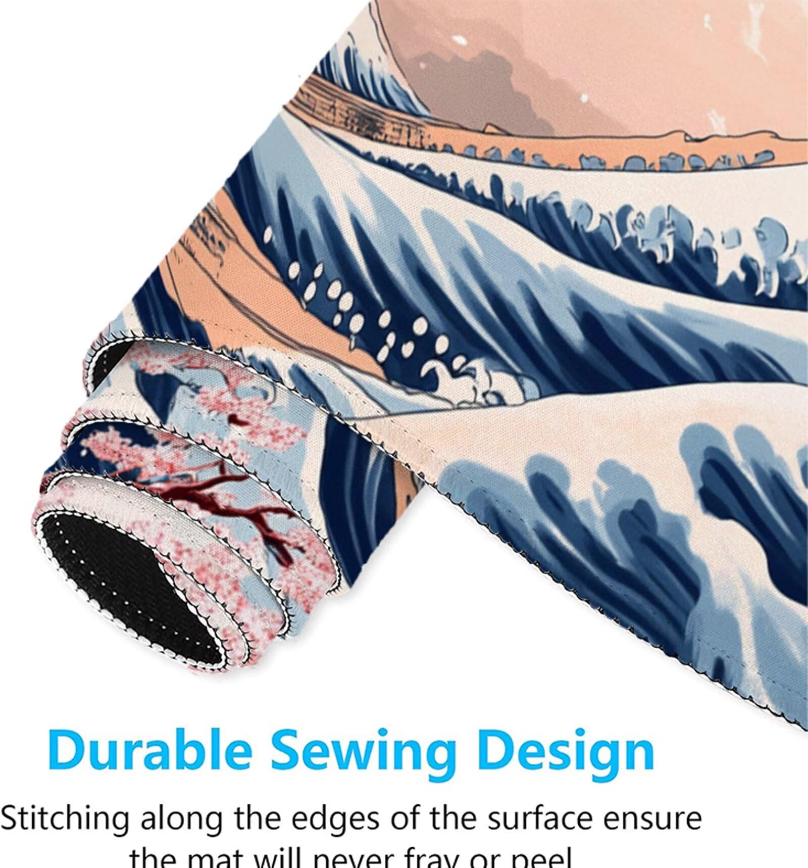Japonia podkładka pod mysz dla graczy XXL 1000 x 500 x 3 mm podkładka pod mysz kwiaty wiśni, przeszyte krawędzie, wodoodporna i antypoślizgowa gumowa podstawa, komputer biurowy, gry, prezent dla