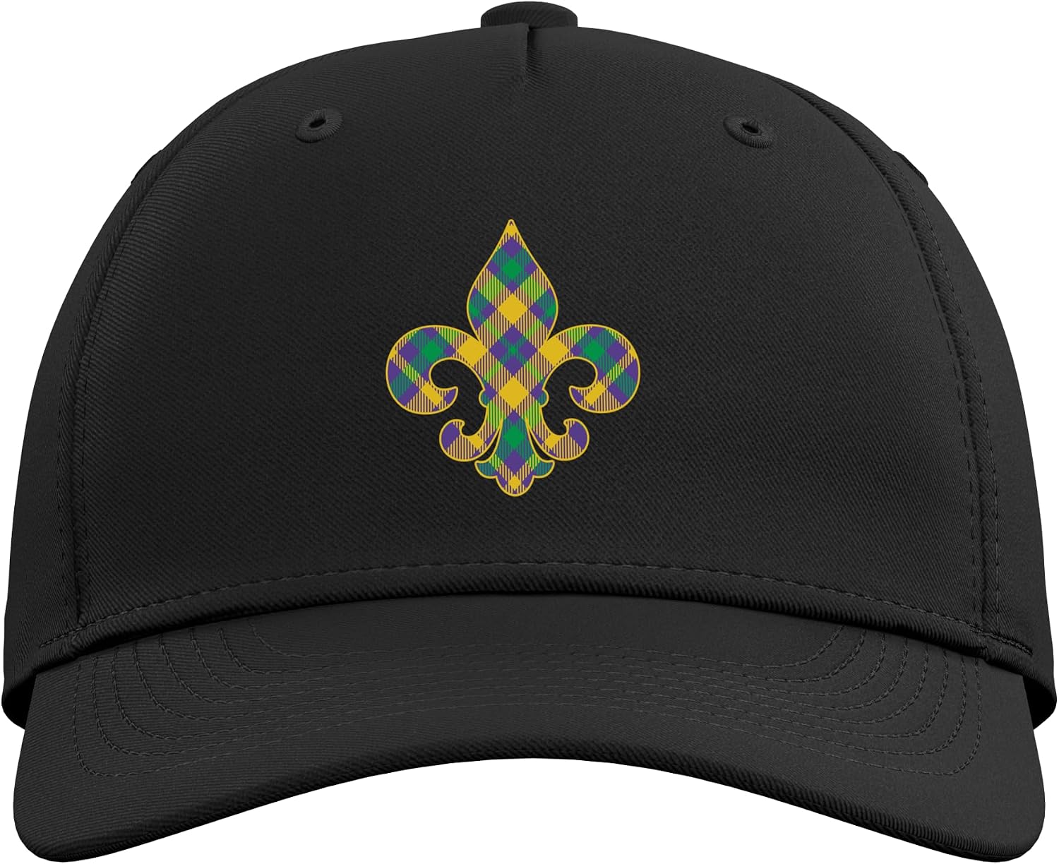 Plaid Mardi Gras Fleur De LYS Symbol Adjustable Baseball Hat image 2