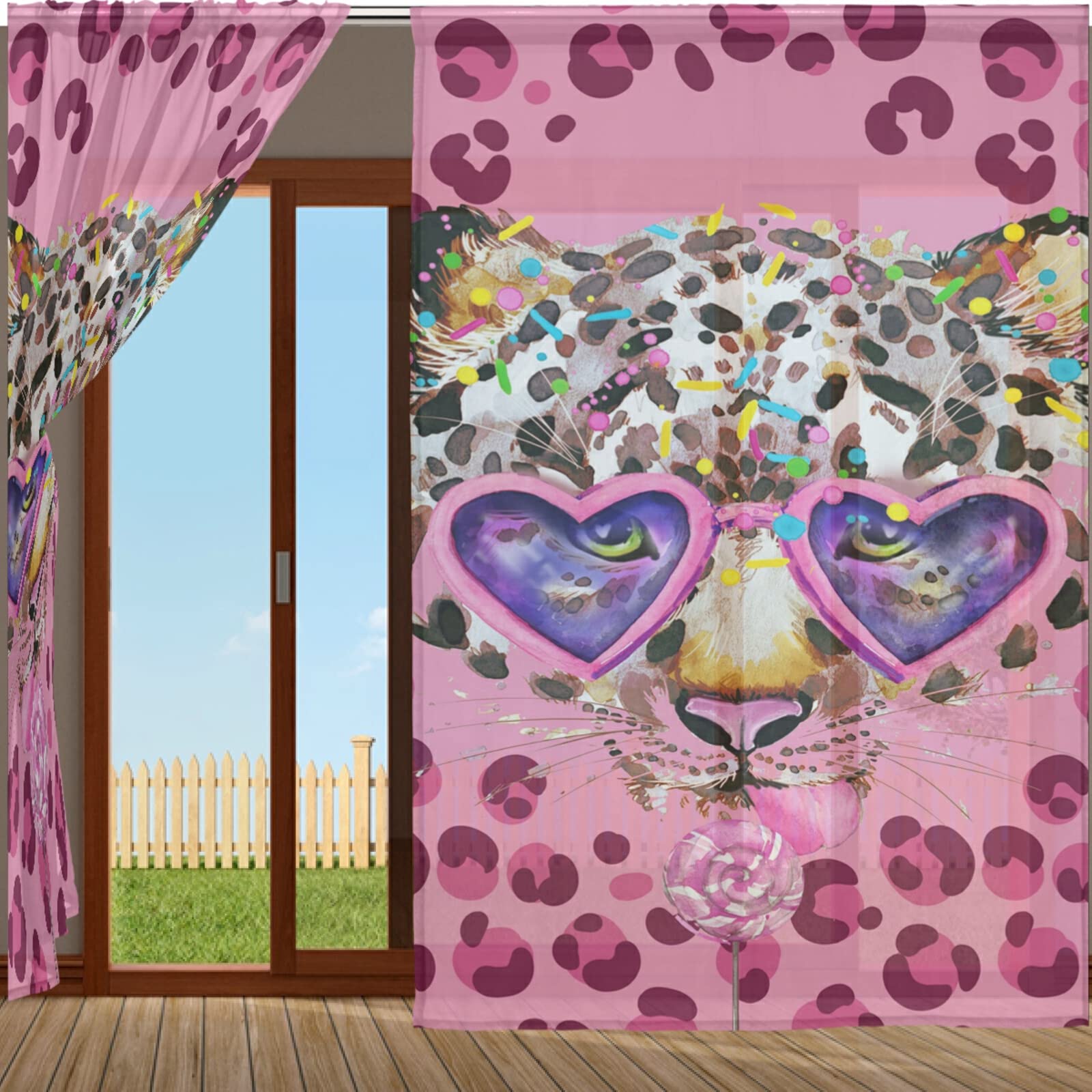 Amazon｜Chovvy レースカーテン ミラーカーテン ヒョウ 豹 豹柄