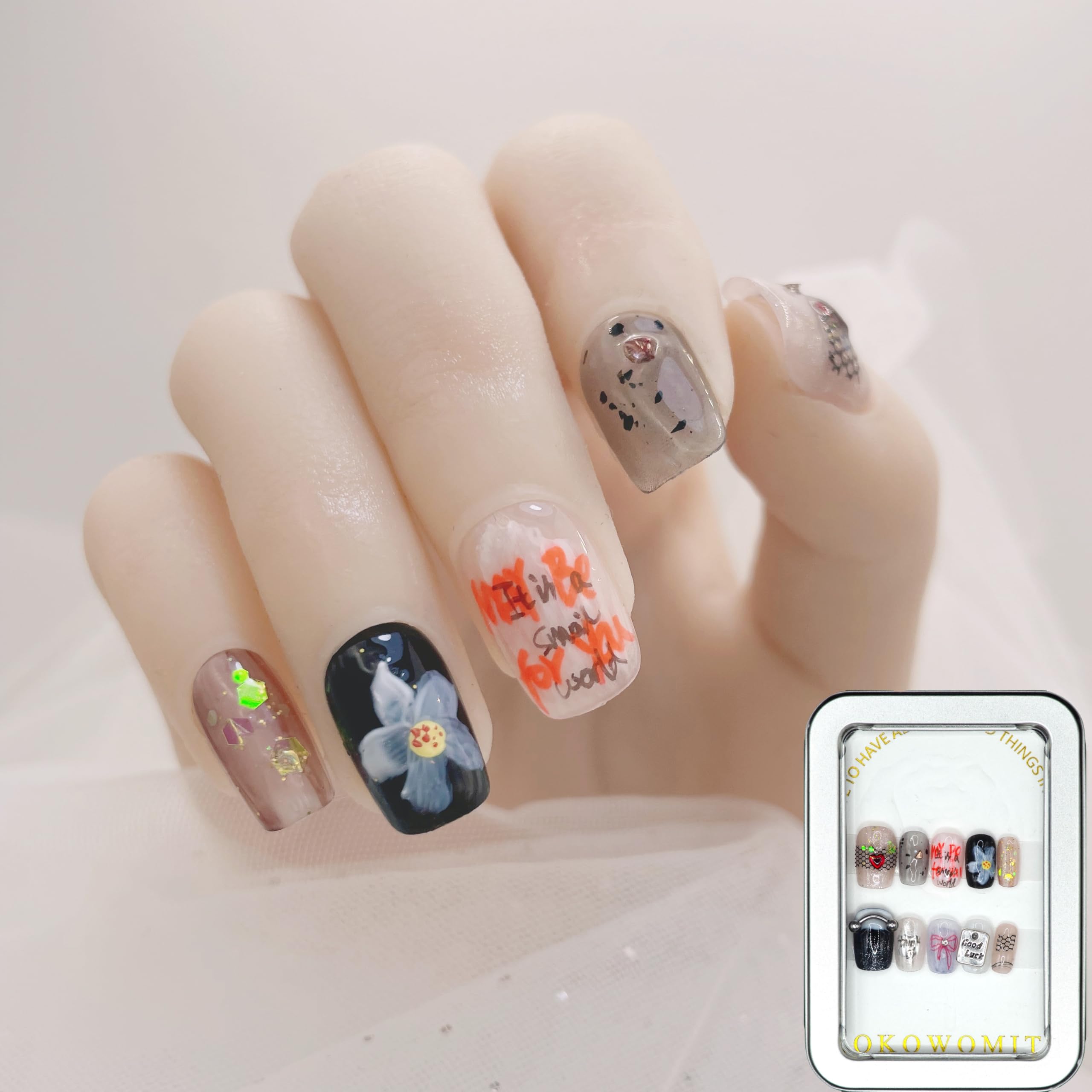 Amazon | Kokowomite Nails 手作りネイルチップ ショート スクオーバル