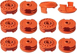 12 Pack 16ft 0.065" WA0007 Grass Trimmer Line Spool Replacement, Dual Line Weed Eater Spool String for Worx WA0007 WG116 WG119 WG105 WG108 WG109 WG112 WG113 WG115 (10 Spool + 2 Trimmer Cap)