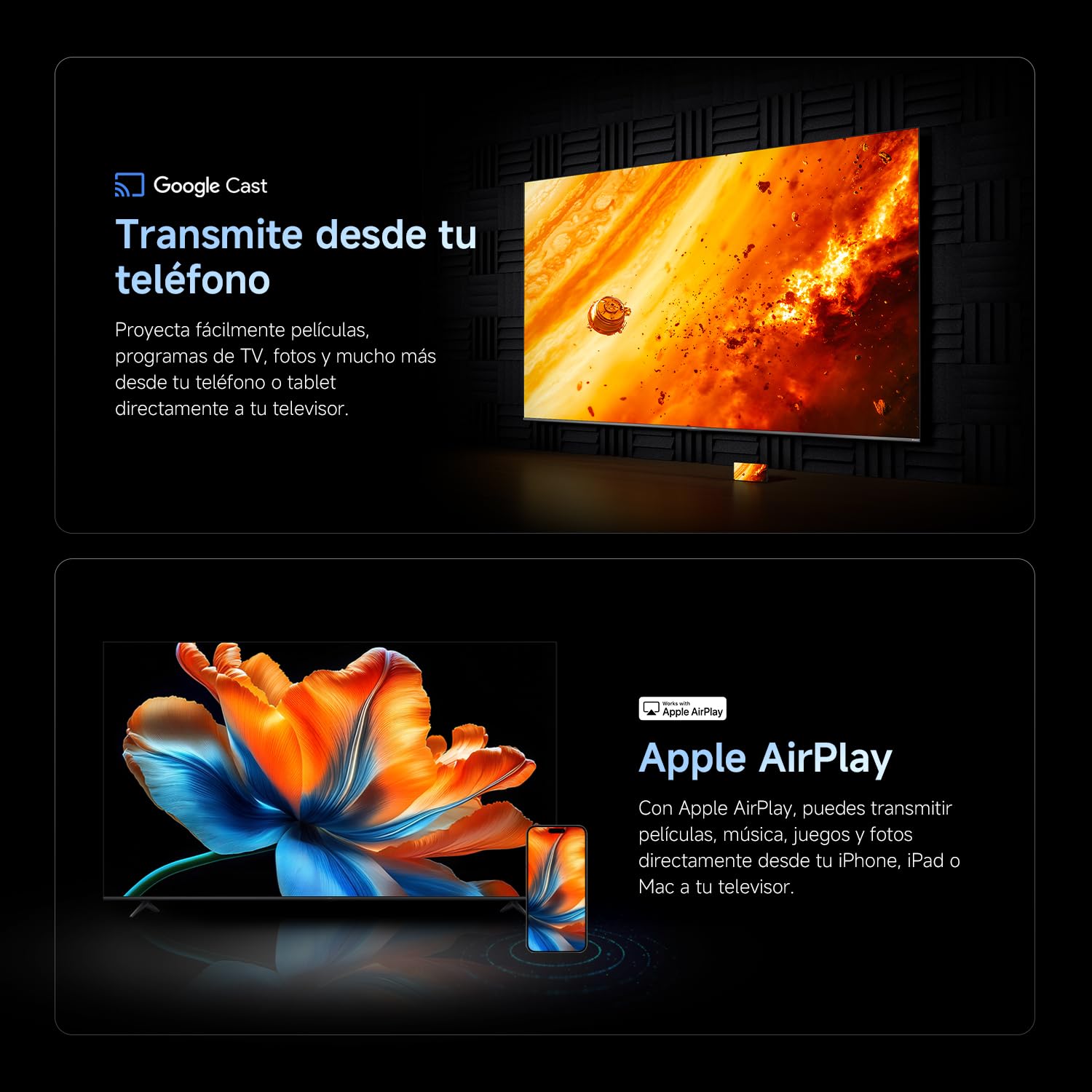 XIAOMI TV S Mini LED 65" (165 cm), QLED Mini LED Televisión, 4K UHD, Smart TV con Google TV, HDR10+, Triple Tuner, DVB T2, 60Hz con 120Hz Game Boost Mode, MEMC, Dolby Audio, Airplay 2
