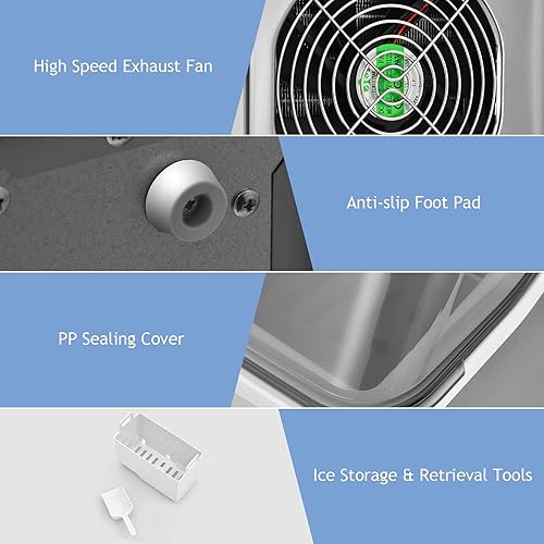 Miniatura 6 de ARLIME Máquina para hacer hielo para encimera, 45 libras24 horas, 24 unidades13 minutos, 2 maneras de añadir agua, máquina de hielo compacta con