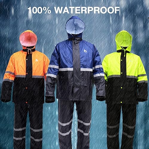 Miniatura 7 de Traje de lluvia, chaqueta de seguridad reflectante de alta visibilidad, equipo de lluvia ligero, chaqueta impermeable con pantalones