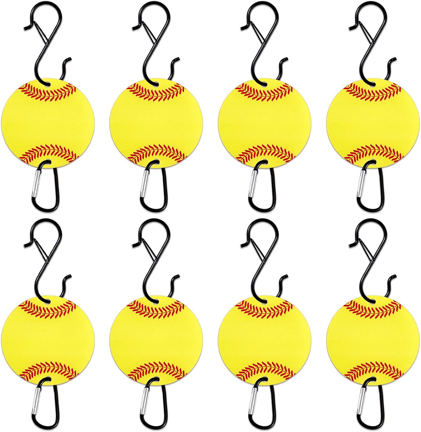 gisgfim 8 Pcs Bag Hook for Fence Personalized Softball Bag Clip Sports Fence Hook with Acrylic Board for Bat Bags Water Bottle Backpack Softballs Accessories Lover Player Gifts(Softball)
