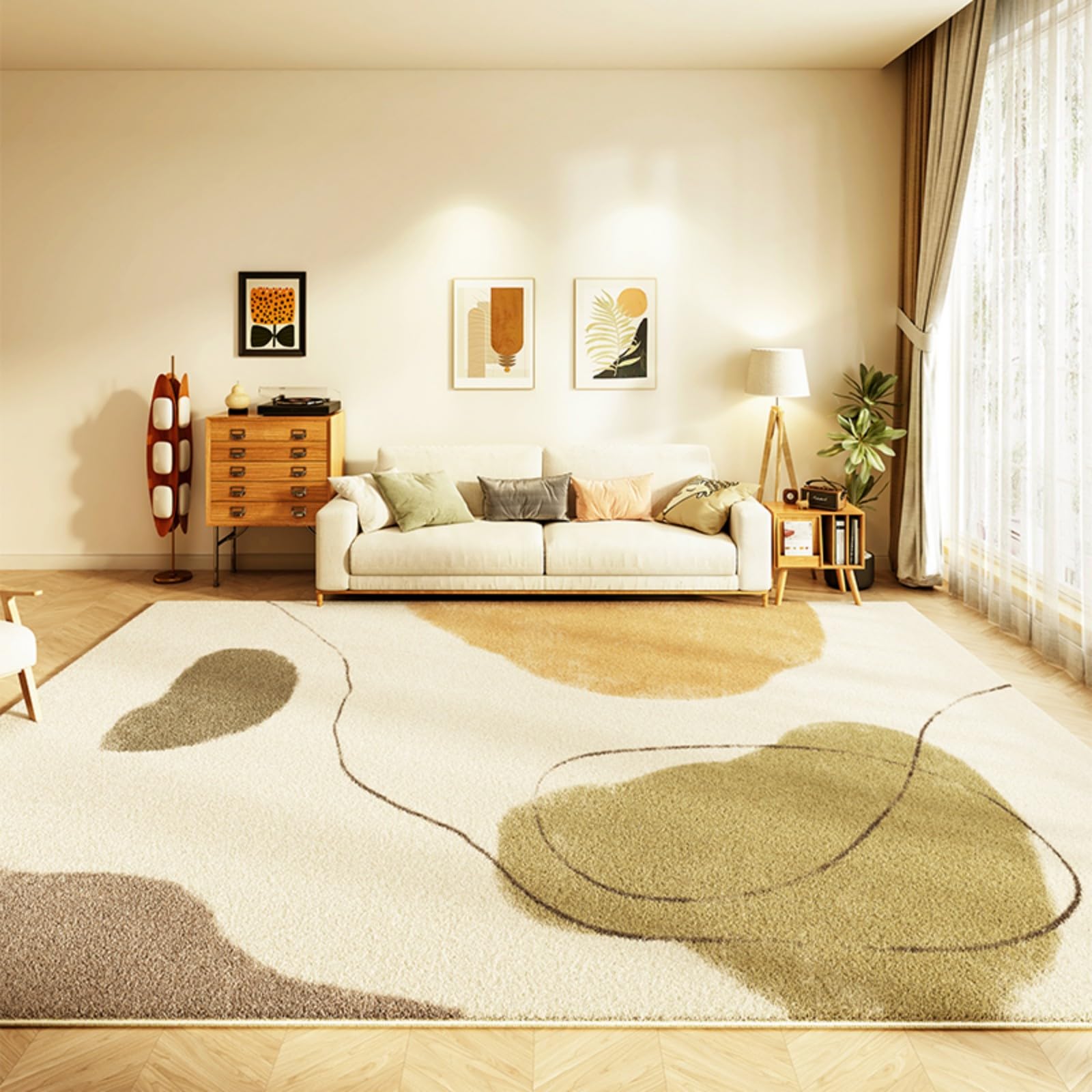 Tapis chambre moderne lavable grand format 100x160 tapis abstrait et épais