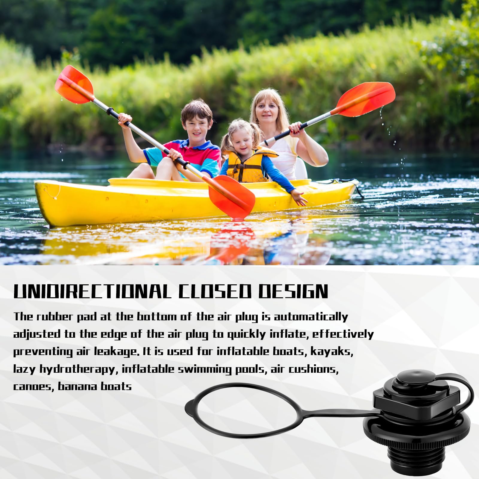 3 Schwarze 22mm Schlauchboot Ventile, Ersatzteile für Schlauchboot klein und Schlauchboot 4 Personen, PP Material mit 20mm Innendurchmesser, Ideal für Schlauchboote und Kajaks