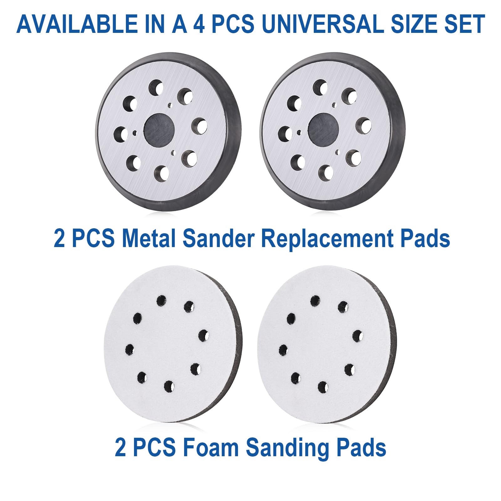 Elechiakan 4 almohadillas de lijado de repuesto para Makita BO5041, 125 mm, 8 agujeros, disco de lijado excéntrico, como pieza de repuesto, placa de apoyo con velcro para Makita 743081 BO5031 M9204