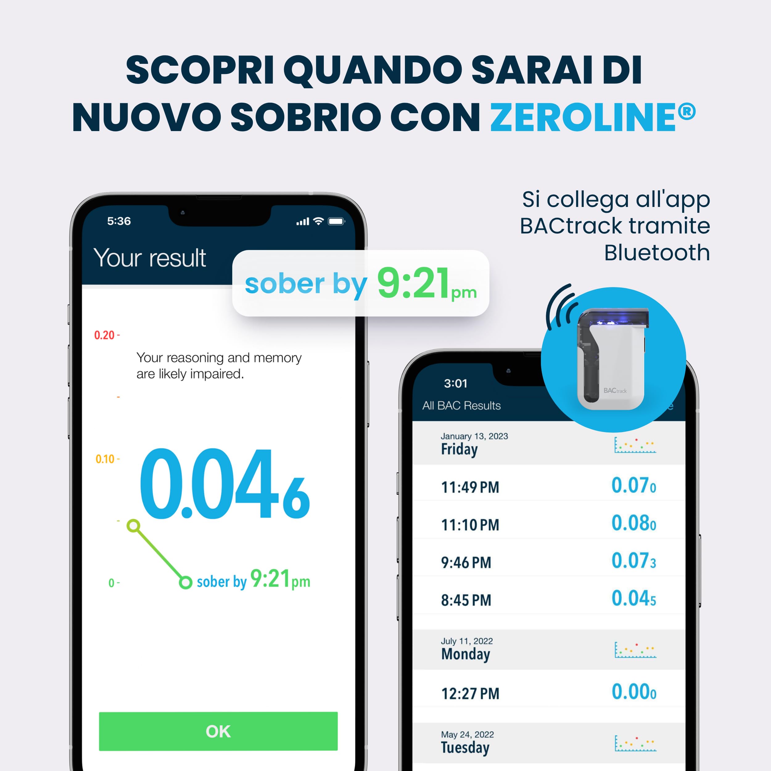 BACtrack, Etilometro per Smartphone BACtrack Mobile, Precisione di Livello Professionale, Connettività Wireless con Dispositivi Apple iPhone, Android Google e Samsung