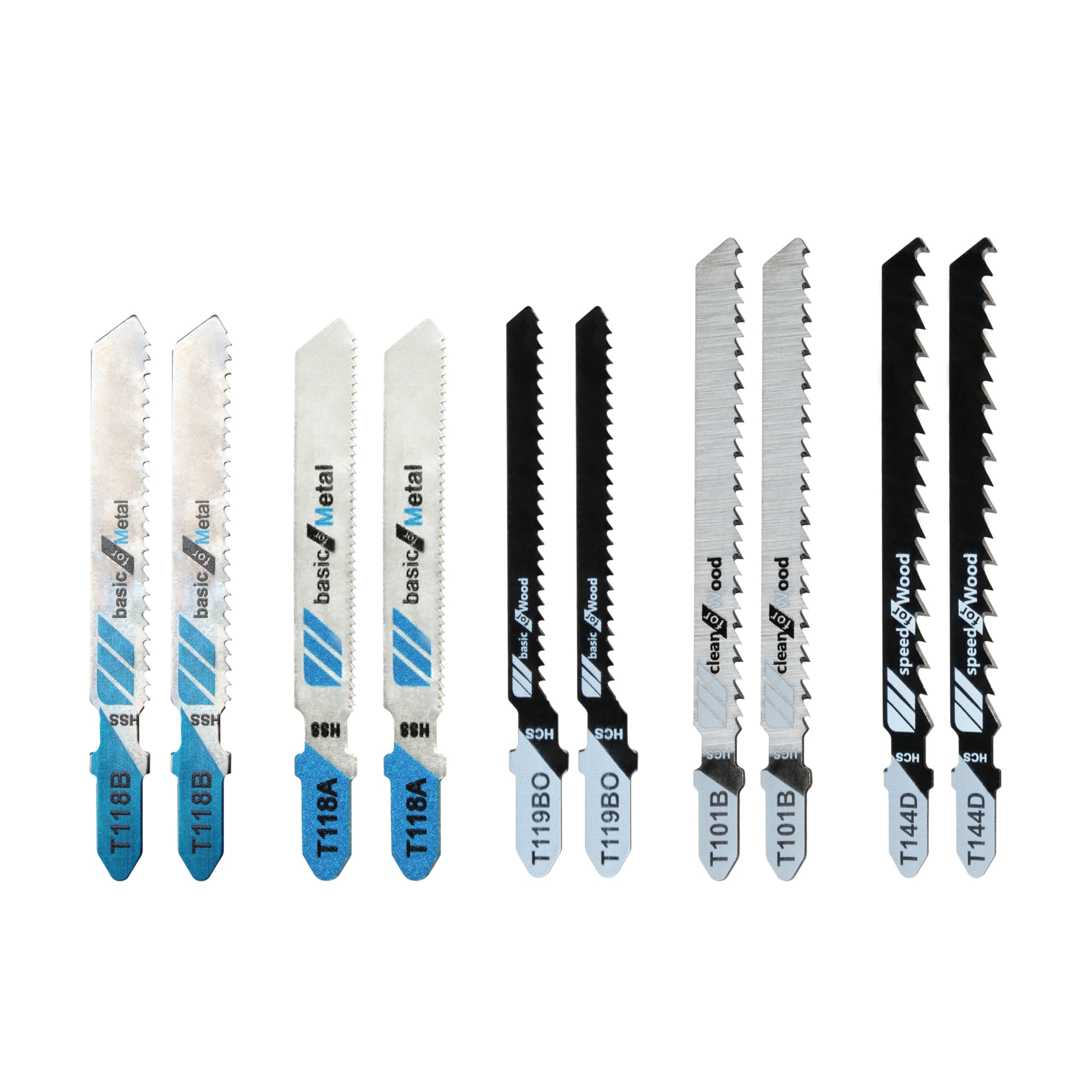 T5002 T-Shank Multi-Purpose Jigsaw Blades Jigsaw Blade Set ，Cutting Wood and Metal（10 Pc）